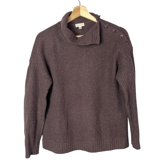 Garnet Hill Purple Brown Ribbed Button Shoulder Sweater S - Picture 1 of 3